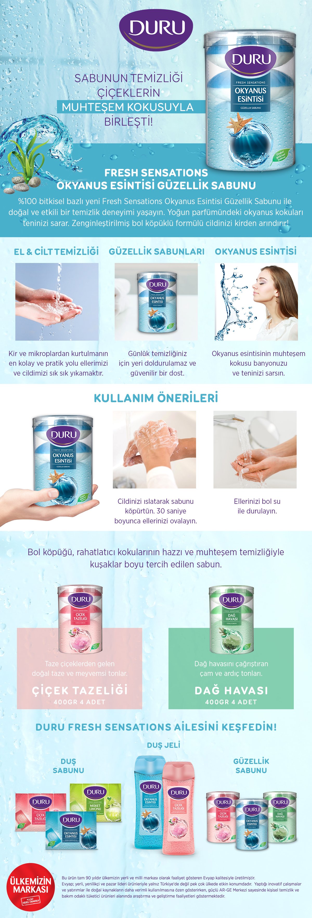 Duru Fresh Sens Okyanus Esintisi 4 Adet Güzellik Sabunu 440gr