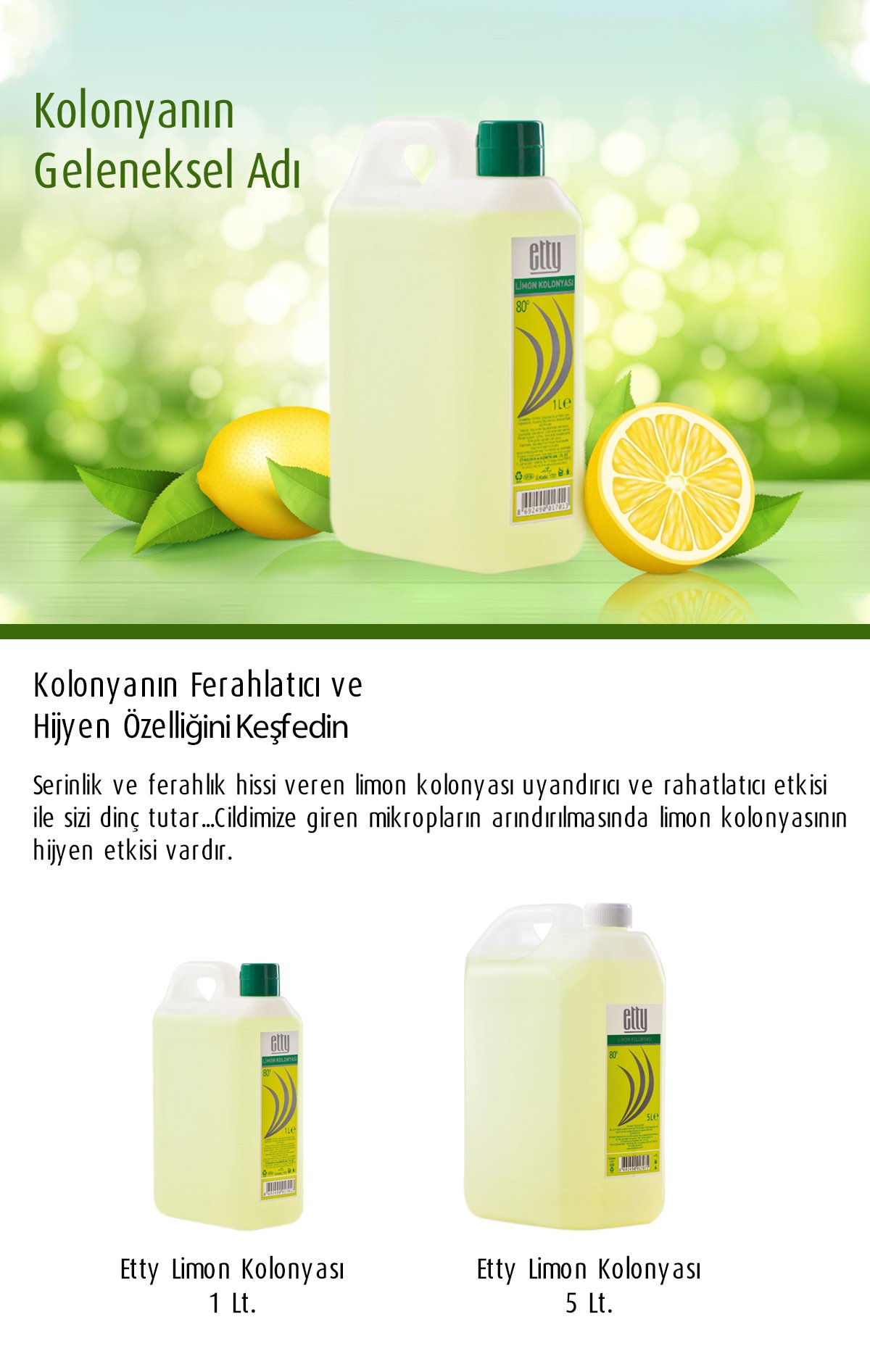 Etty Limon Kolonyası 5 Lt PE Bidon