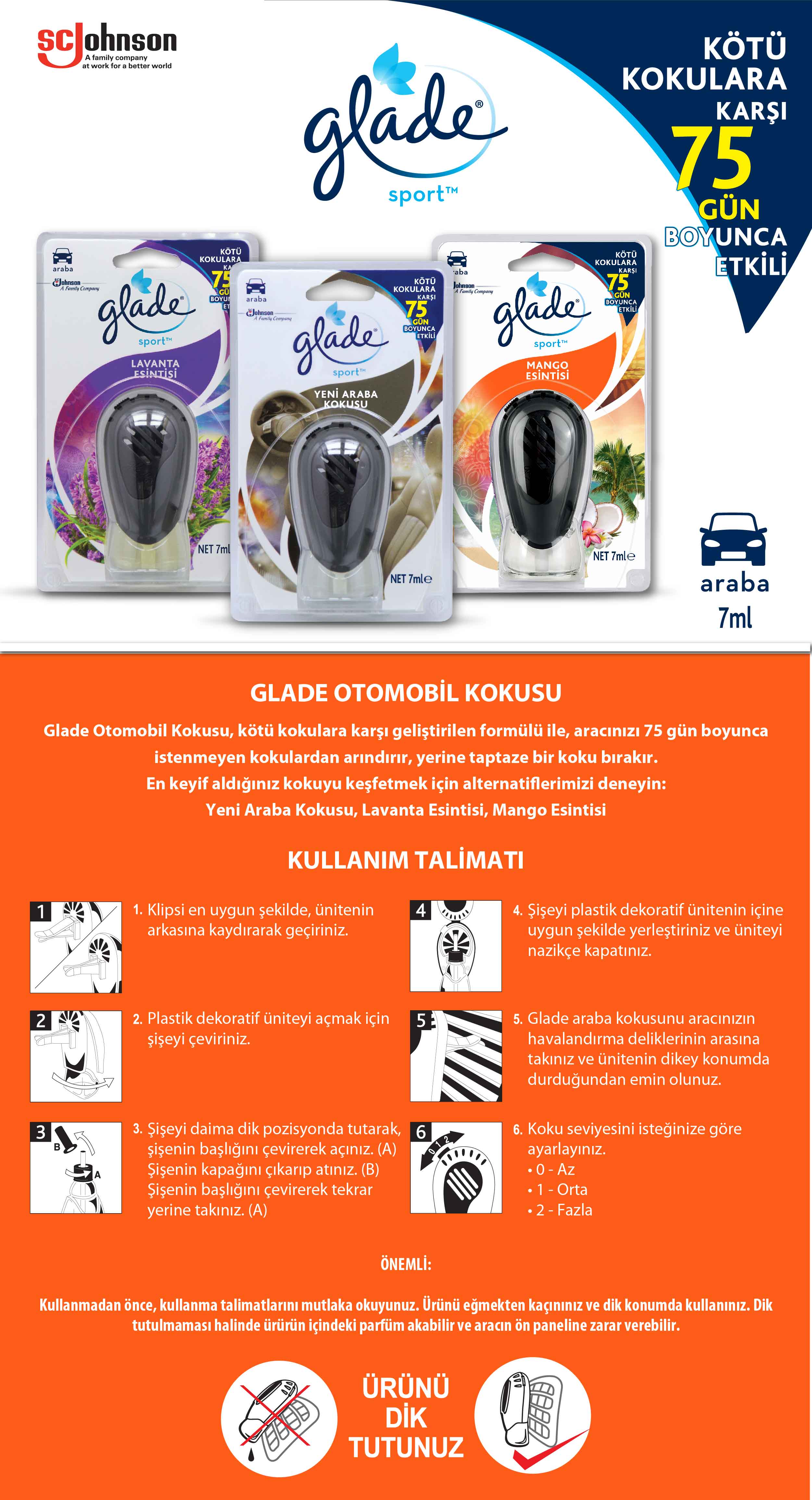 Glade Sport Oto Kokusu Lavanta Esintisi 7ml