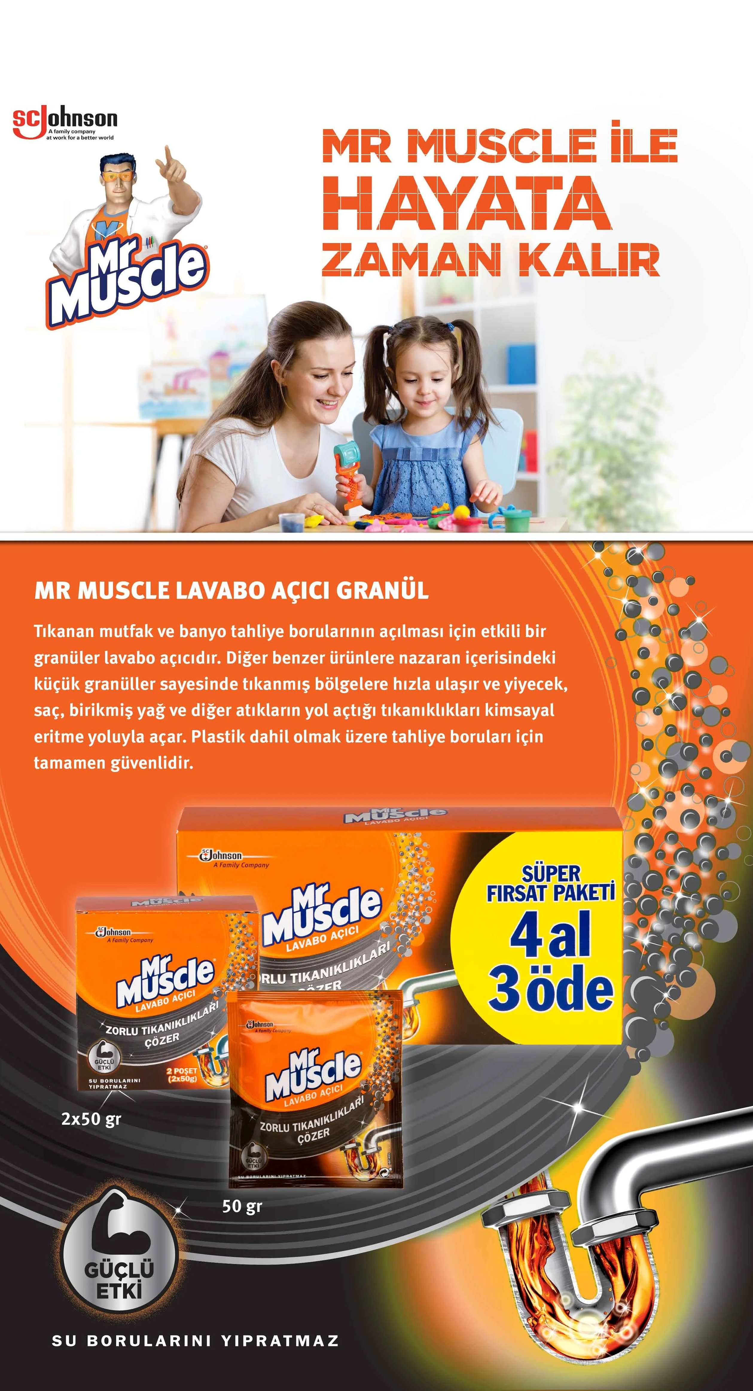 Mr. Muscle Lavabo Açıcı, 4x50gr