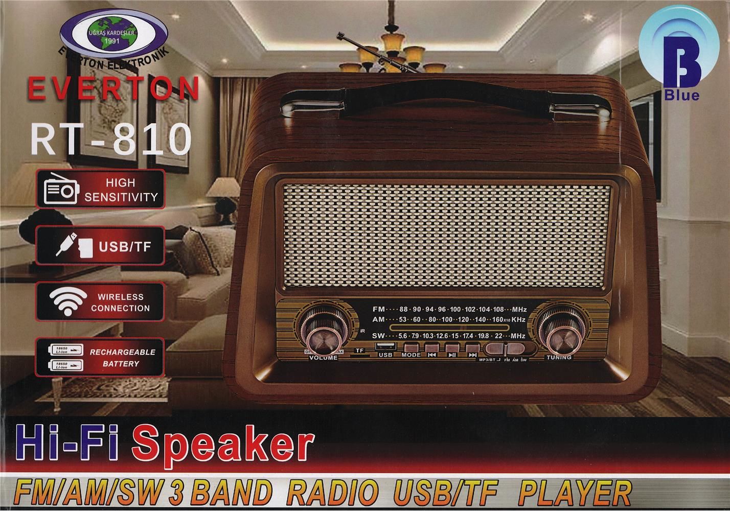 Everton Rt-810 Fm-Usb-Tf-Aux Nostaljik Radyo