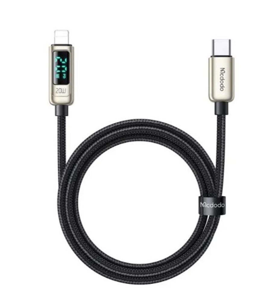 MCDODO CA-8811 20W DİJİTAL GÖSTERGELİ TYPE-C TO LİGHTNİNG PD DATA-ŞARJ KABLOSU-GÜMÜŞ