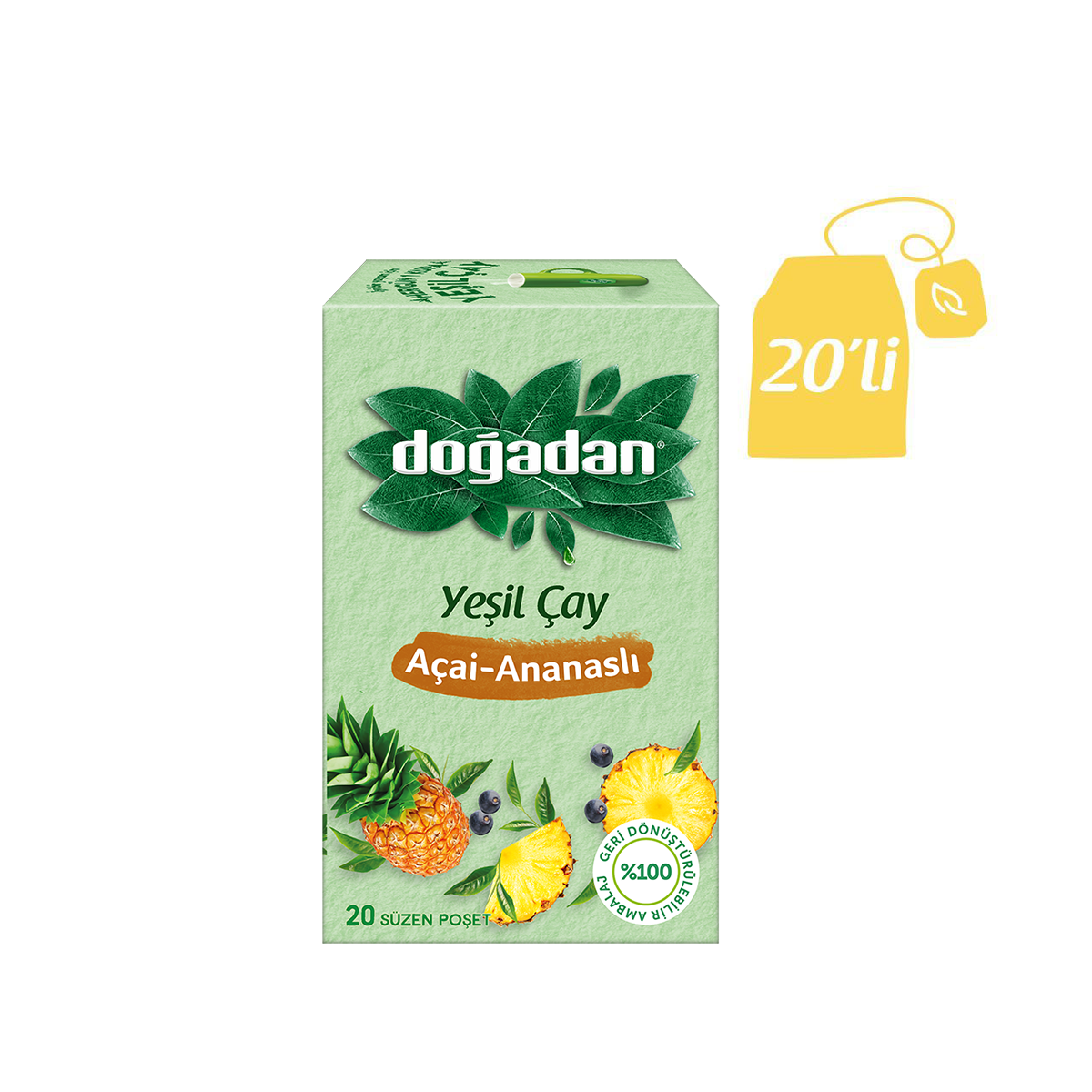 Doğadan Yeşil Çay Ananas Açaili 20'li