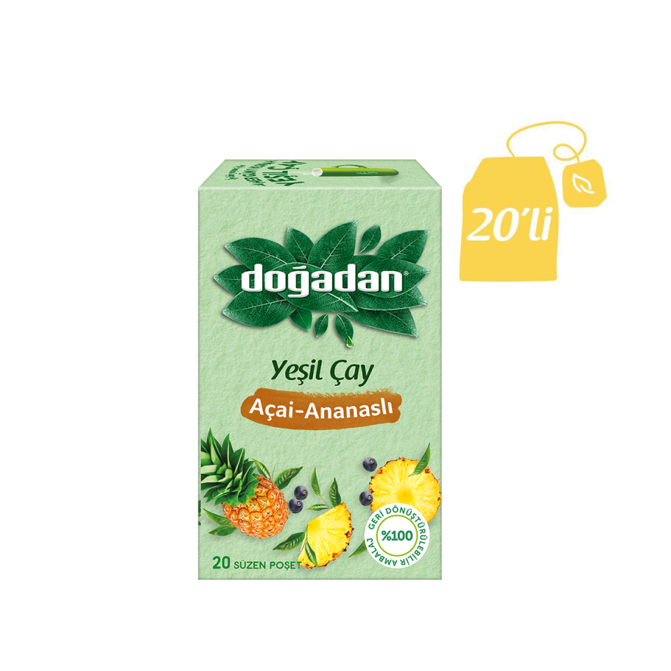 Doğadan Yeşil Çay Ananas Açaili 20'li