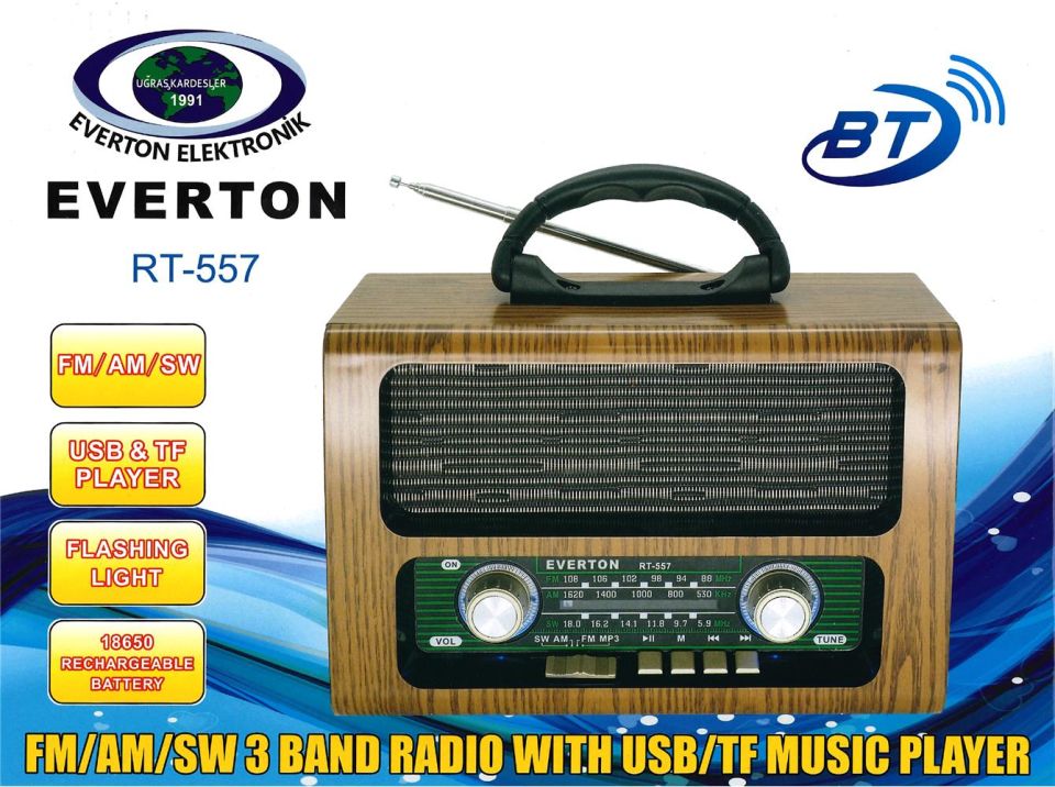 Everton Rt-858 Fm-Usb-MıcroSd-1200Mah Nostaljik Radyo