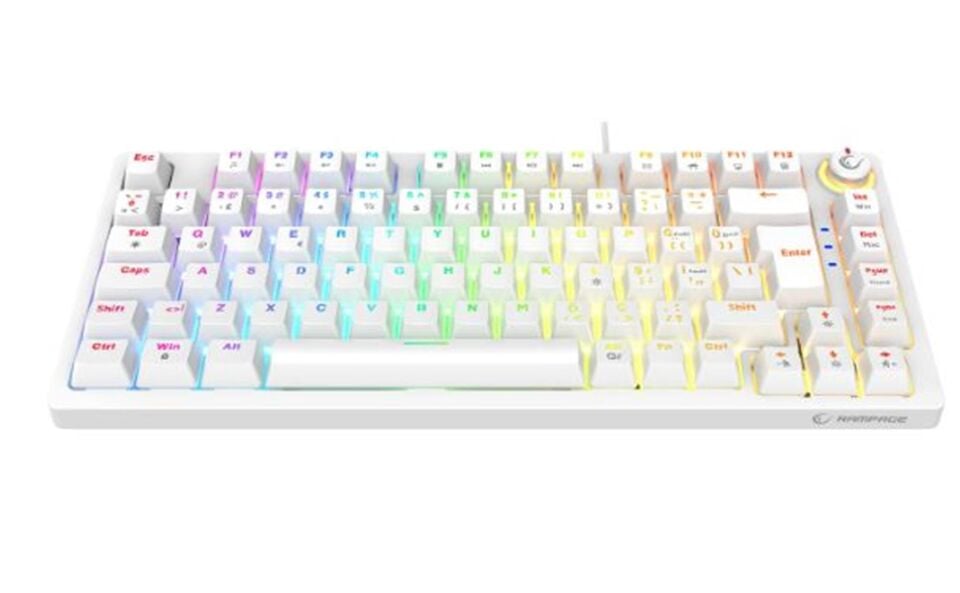 Rampage ENIGMA 75 Beyaz USB RGB Aydınlatmalı Red Switch Tam Türkçe  Gaming Mekanik Klavye