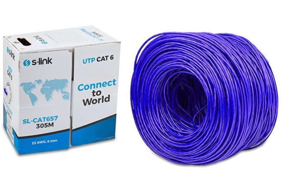 S-link SL-CAT657BL 305m 23AWG Utp Mavi CAT6 Kablo