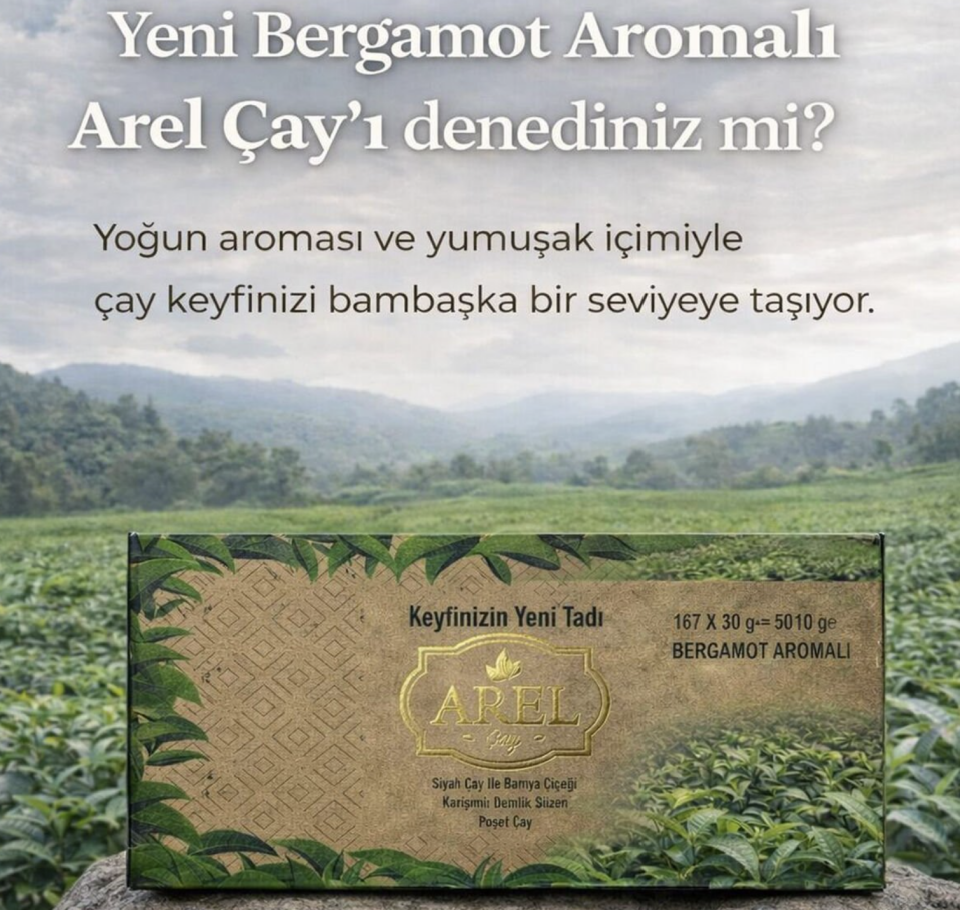 Arel Siyah Çay ile Bamya Çiçeği Karışımı Bergamotlu Demlik Poşet Çay 30x167 Adet (5010 Gr)