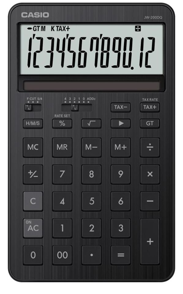 Casio JW-200DQ-BK 12 Hane Siyah Masa Üstü Hesap Makinesi