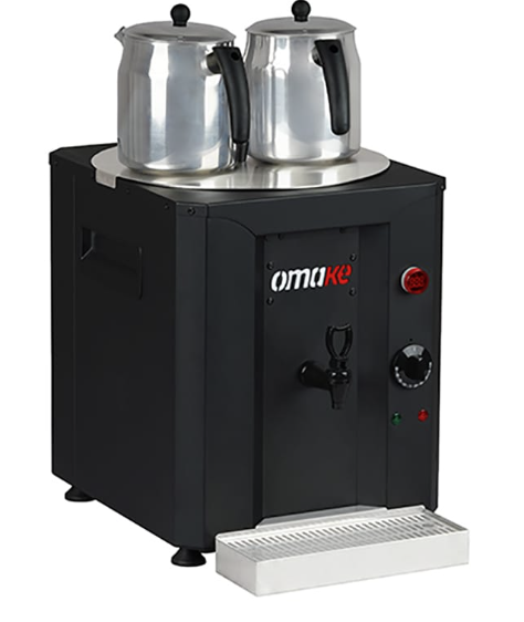 Omake Endüstriyel 2 Demlikli Manuel Çay Kazanı, 23 L Kapasiteli, Elektrikli
