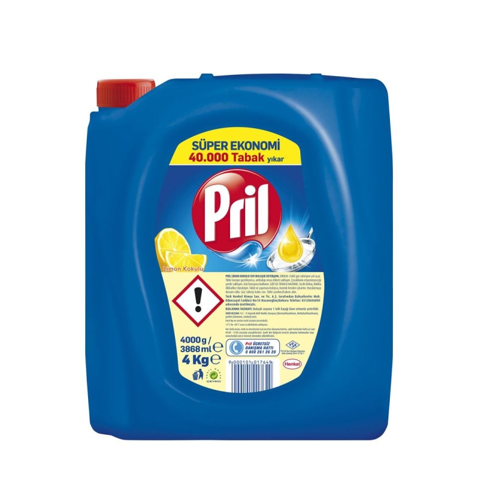 Pril Sıvı Bulaşık Deterjanı  Limon 4 Kg