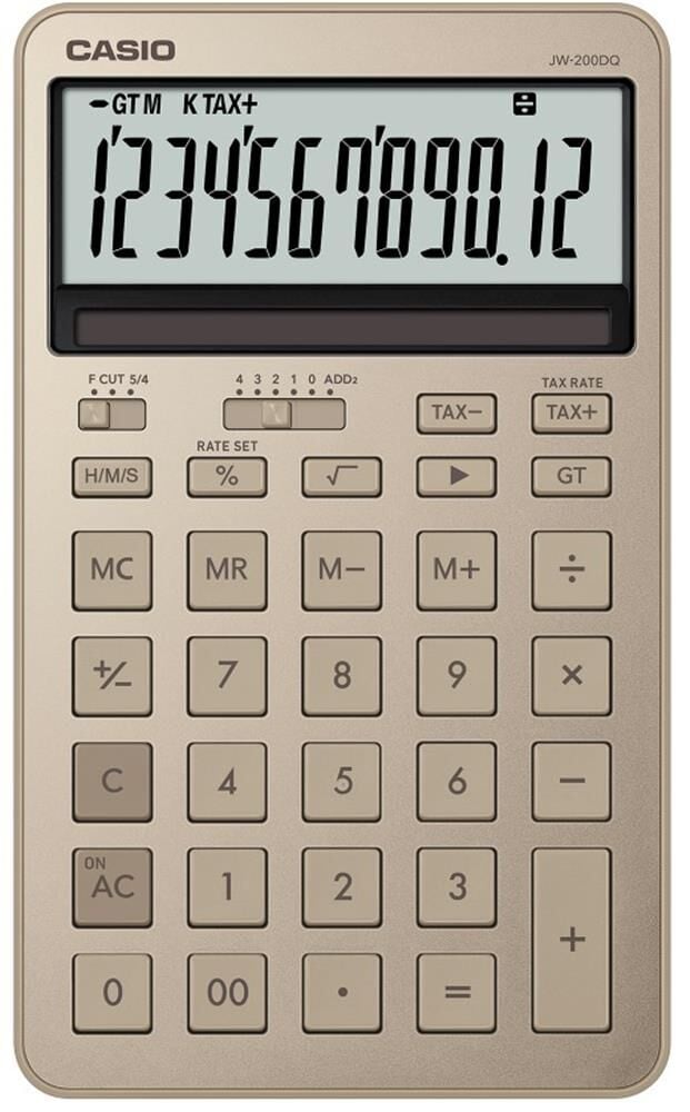 Casio JW-200DQ-GD12 Hane Parlak Altın Masa Üstü Hesap Makinesi