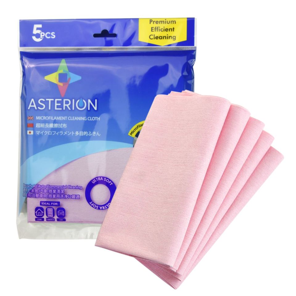 Asterion Mikrofilament Pembe Temizlik Bezi 5'li Paket