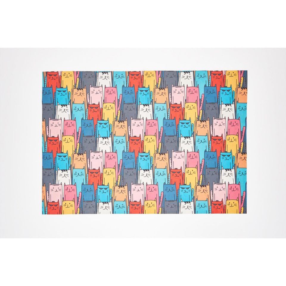 Asterion Pet Havlu ve Matı Kedi Desen Baskılı 50x70 cm