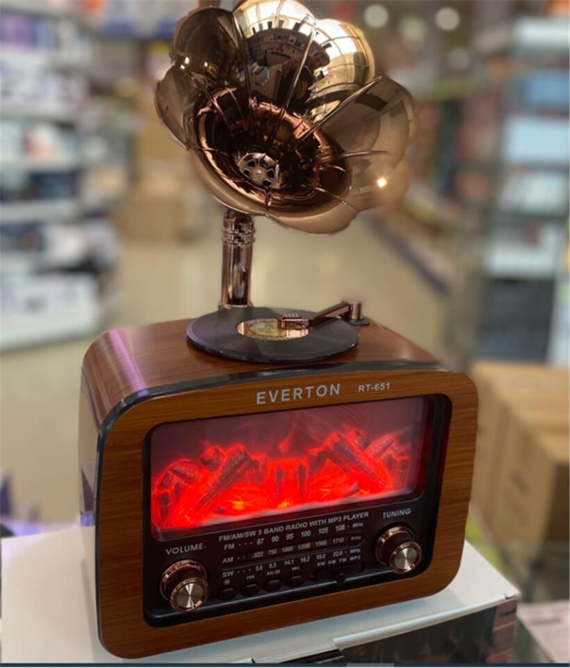 Everton Rt-651  -Usb-Tf-Am-Fm-Sw-Blue-Connect-Tws-Usb Şarj Nostaljik Radyo Alev Işıklı