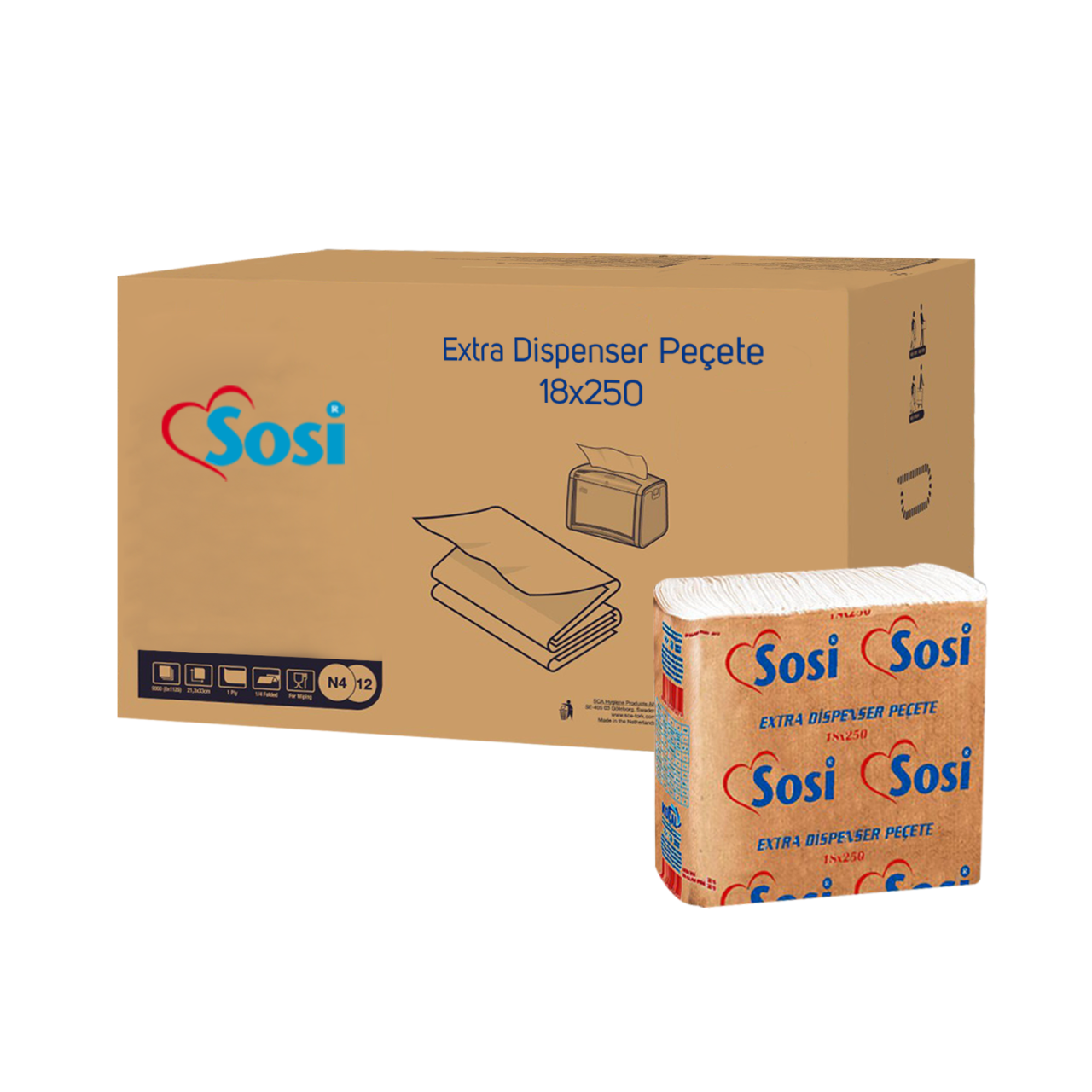 SOSİ Extra Plus Dispenser Peçete 18x250'li