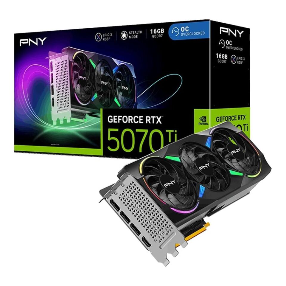 PNY GeForce RTX5070Ti VCG5070T16TFXXPB1-O GDDR7 16GB ARGB OC DisplayPort HDMI Siyah Ekran Kartı