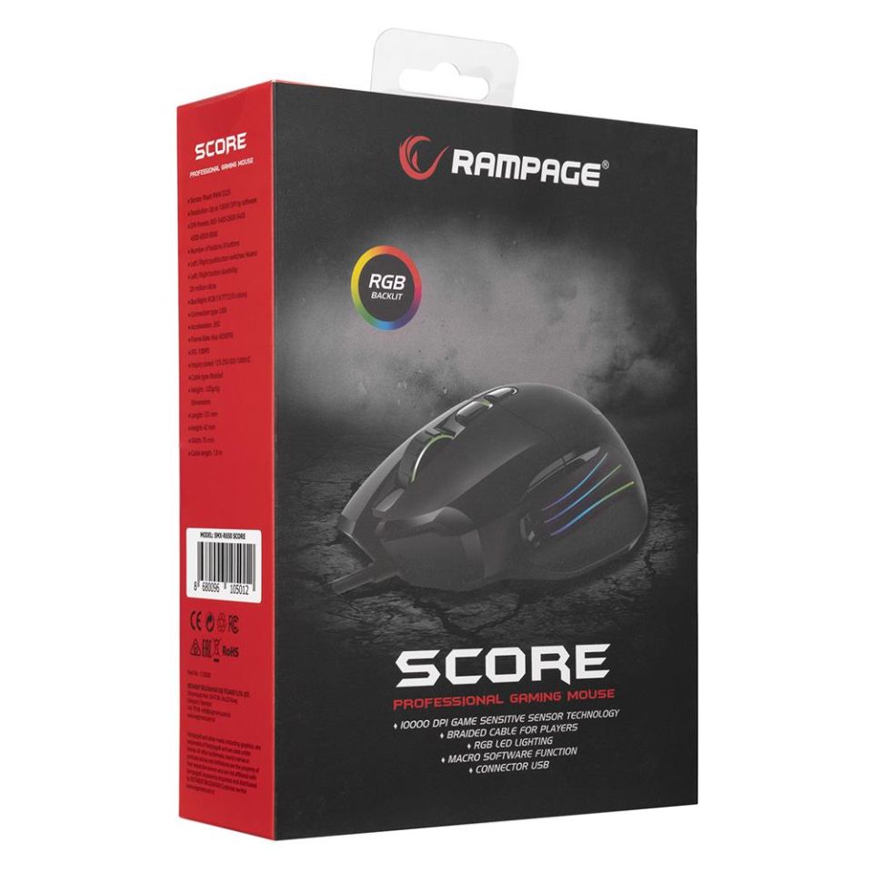 Rampage SMX-R650 SCORE Usb Siyah 10000 Dpi RGB Gaming Mouse