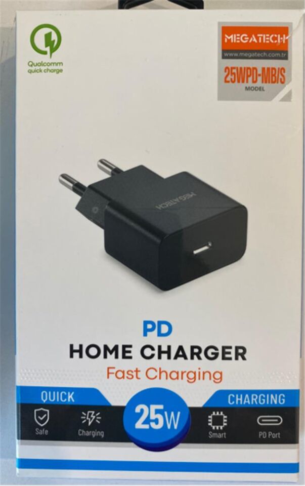 Megatech 25w Siyah Pd Type-c  Ev Şarj Kafa