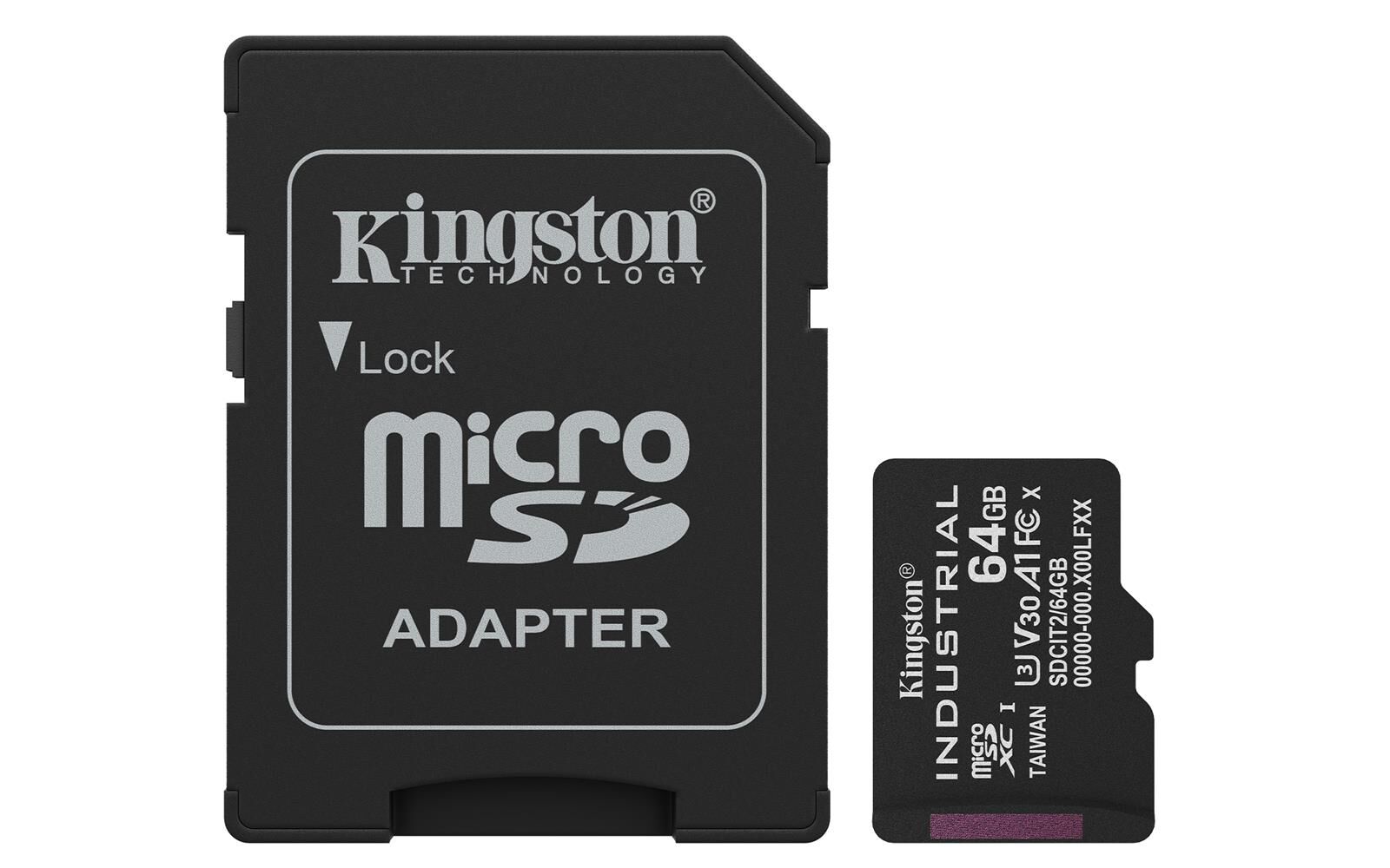 Kingston SDCIT2-64GB 64GB microSDXC Industrial C10 A1 pSLC Card + SD Adapter Hafıza Kartı