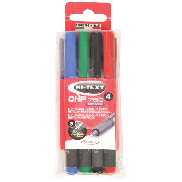 Hi-Text Asetat Kalemi Permanent S Seri 4 Renk 780S4PVC