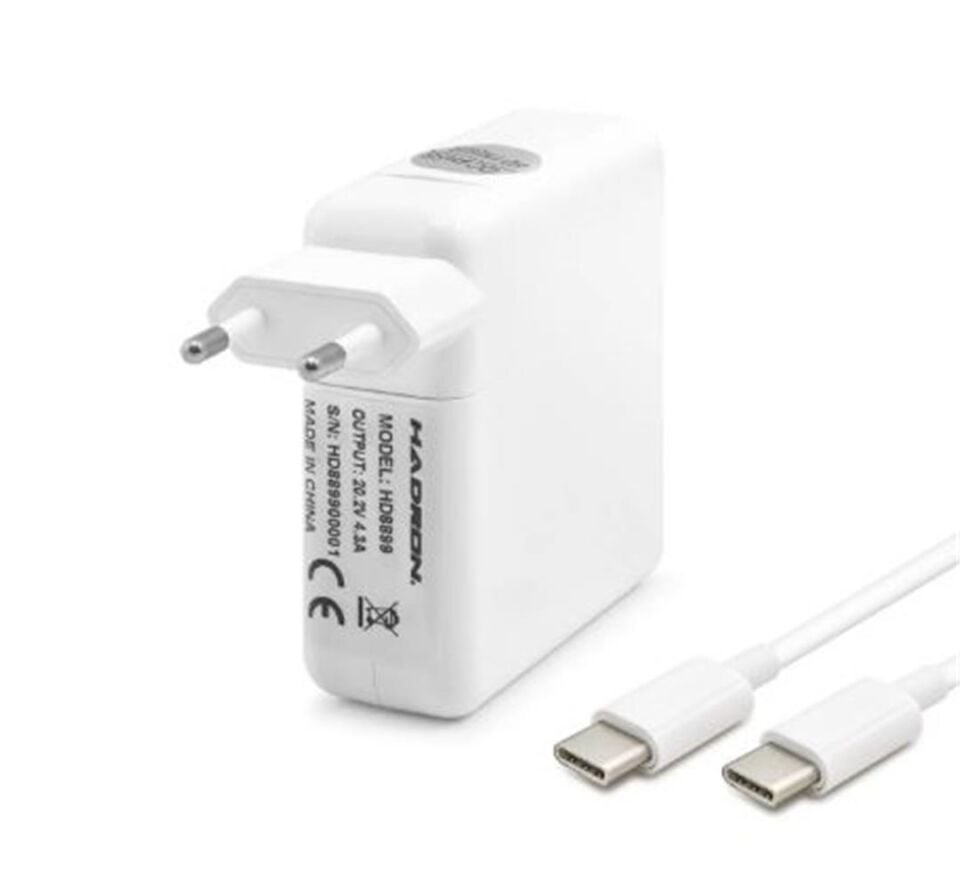 HADRON HD8899 Laptop Adaptörü 85W 20.2V 4.3A Type-C Beyaz