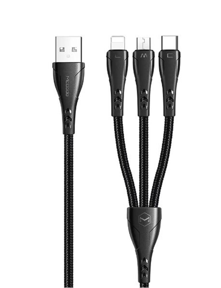 MCDODO CA-6960 3İN1 (LİGHTNİNG-MİCRO-TYPE-C) ŞARJ KABLOSU 3A 1.2M