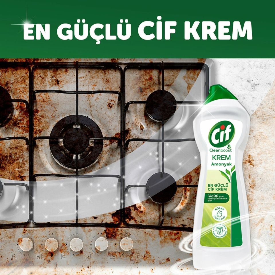 Cif Krem Yüzey Temizleyici Amonyaklı Yağ ve Kireç Sökücü 500 Ml