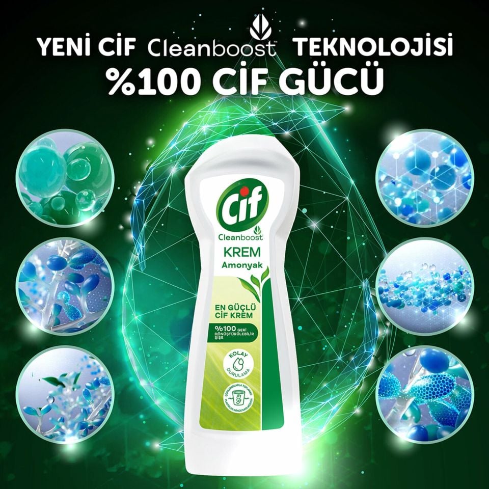 Cif Krem Yüzey Temizleyici Amonyaklı Yağ ve Kireç Sökücü 500 Ml