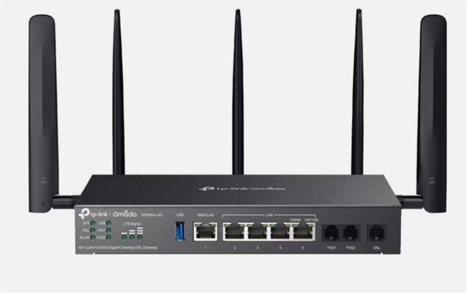 TP-Link Omada DR3650v V1 Gateway 1GbE Wi-Fi 6 2.4 GHz, 5 GHz