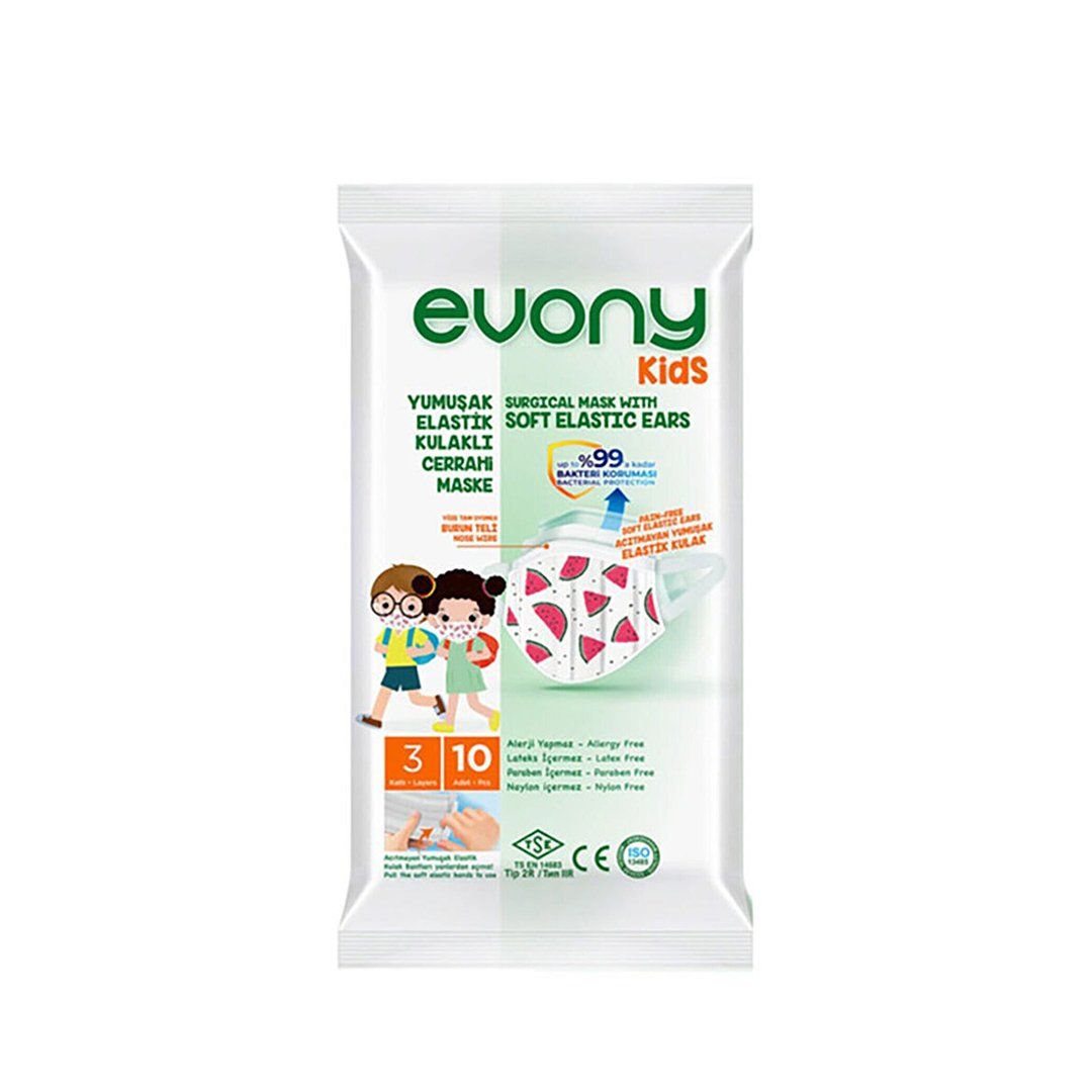 Evony Elastik Kulaklı Çocuk Maske 10'lu