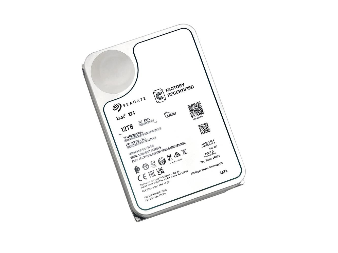 Seagate 12TB Exos X24 ST12000NM000H 7200RPM 3.5in SATA 6.0Gb-s Enterprise Harddisk (İthalat)