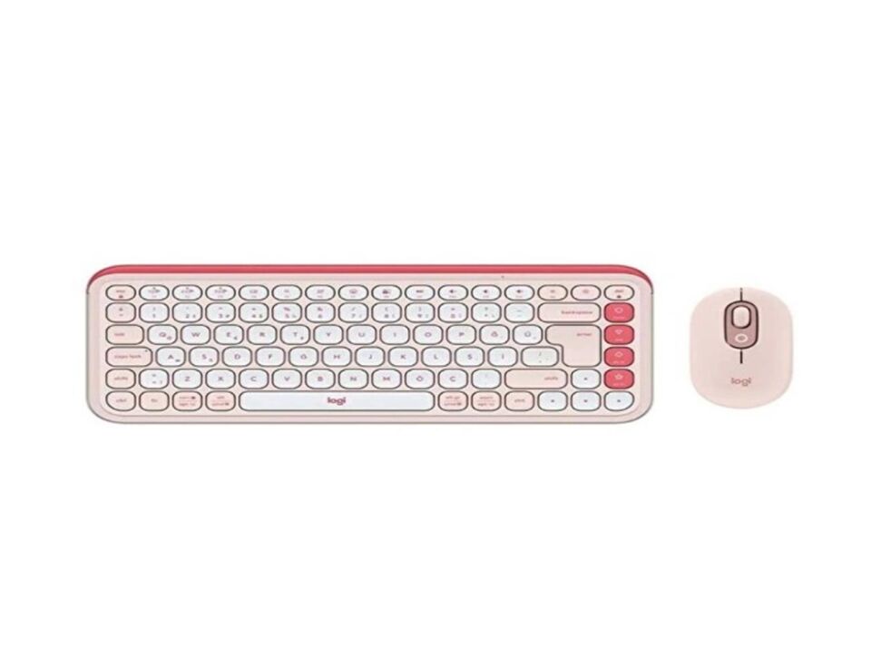 Logitech Pop Icon Combo 920-013077 Pembe Kablosuz Klavye Mouse Seti