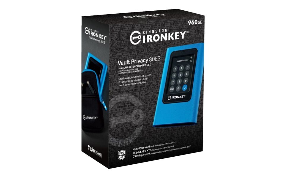 Kingston IKVP80ES-960G 960GB IronKey Vault Privacy 80 XTS-AES 256-bit Encrypted External SSD