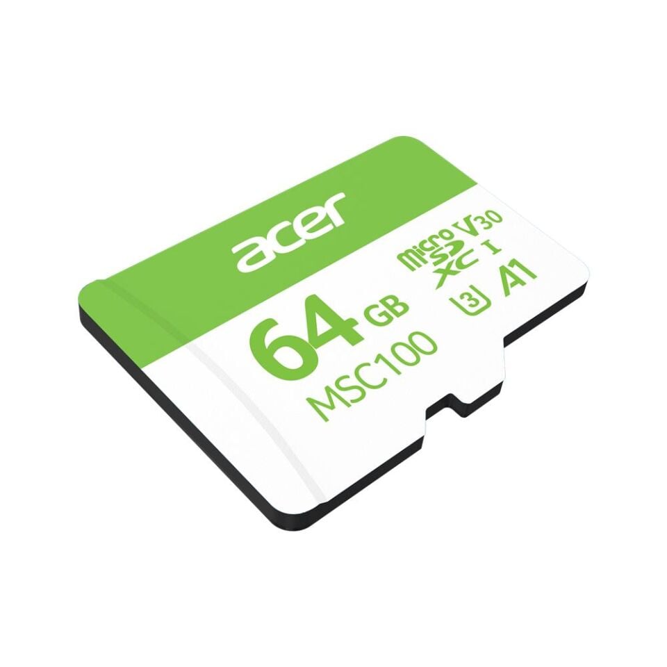 Acer MSC100 64GB microSD U3 V30 A1 Aksiyon Kamera & Güvenlik Kamerası Uyumlu