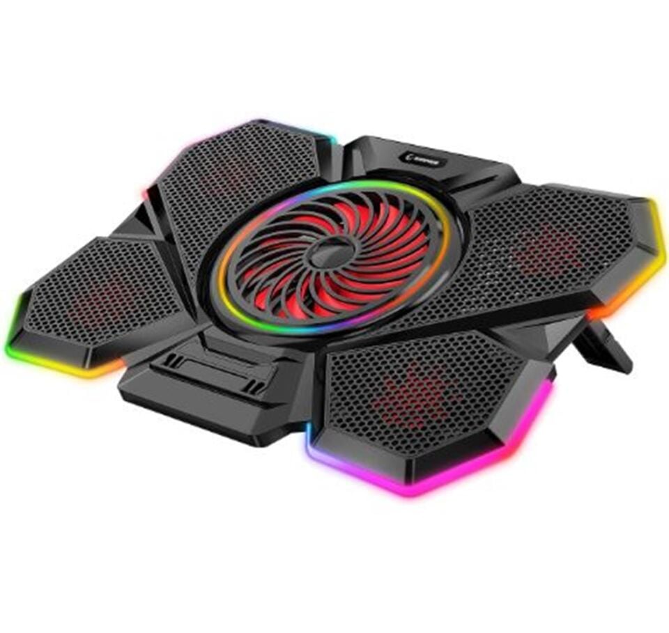 Rampage S47 COOLFLOW 5 Adet Kırmızı Led Fan 1 Usb 7 Kademe 17.3 Notebook Soğutucu Stand