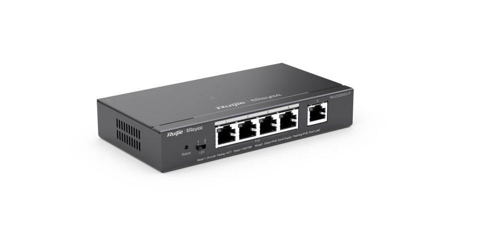 Ruijie-Reyee RG-ES205GC-P  4Port POE+ 10-100-1000 Mbps+1 Port 10-100-1000 Mbps Gb Yönetilebilir 54W