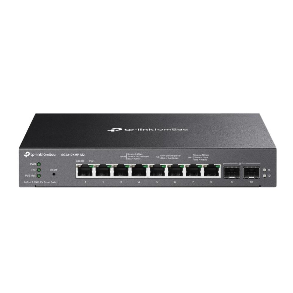 Omada Tp-Link SG2210XMP-M2 8 Port 2.5G Poe+ 2 10G SFP Yönetilebilir Switch