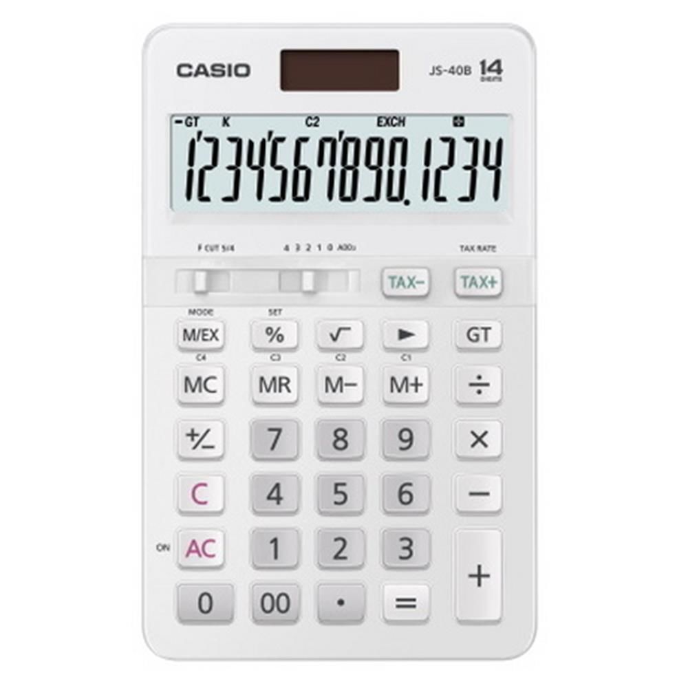 Casio JS-40B-WE Beyaz Profesyonel 14 Hane Masa Üstü Hesap Makinesi