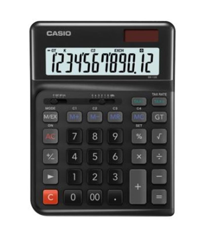 Casio DE-12E-BK Siyah 12 Hane Masa Üstü Ergonomik Tuşlu Hesap Makinesi