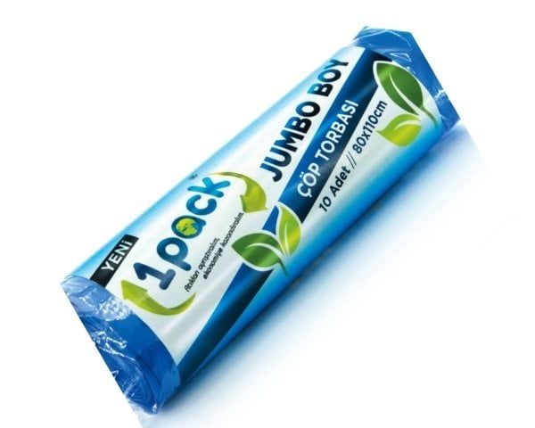 1Pack Jumbo Boy 80*110 Çöp Torbası Mavi-Siyah