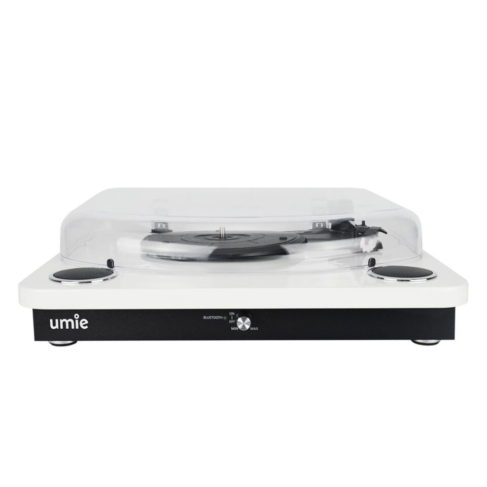 UMİE Bemol Beyaz Piano Kaplama 10W BT İN, BT OUT, RCA, USB Özellikli Nostaljik Pikap