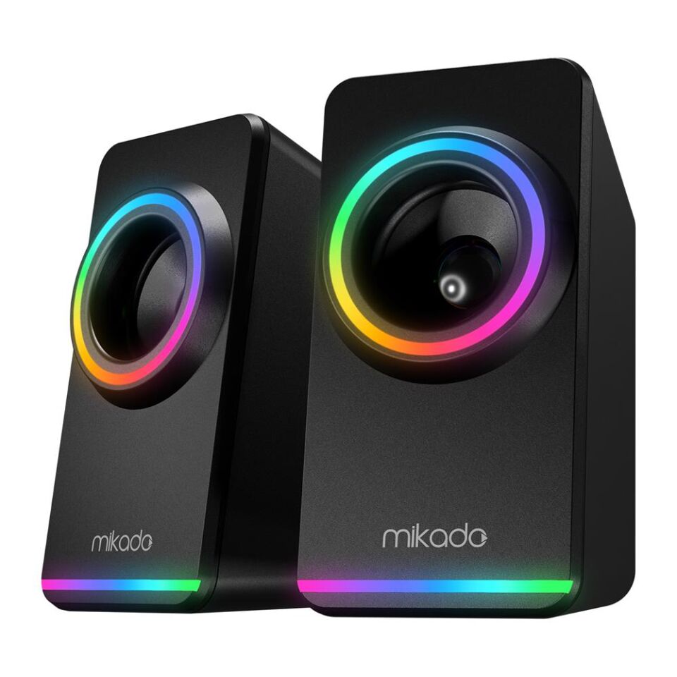 Mikado MD-182 2.0 3W-2 Siyah RGB Aydınlatmalı USB + 3.5mm USB 5V Speaker Hoparlör