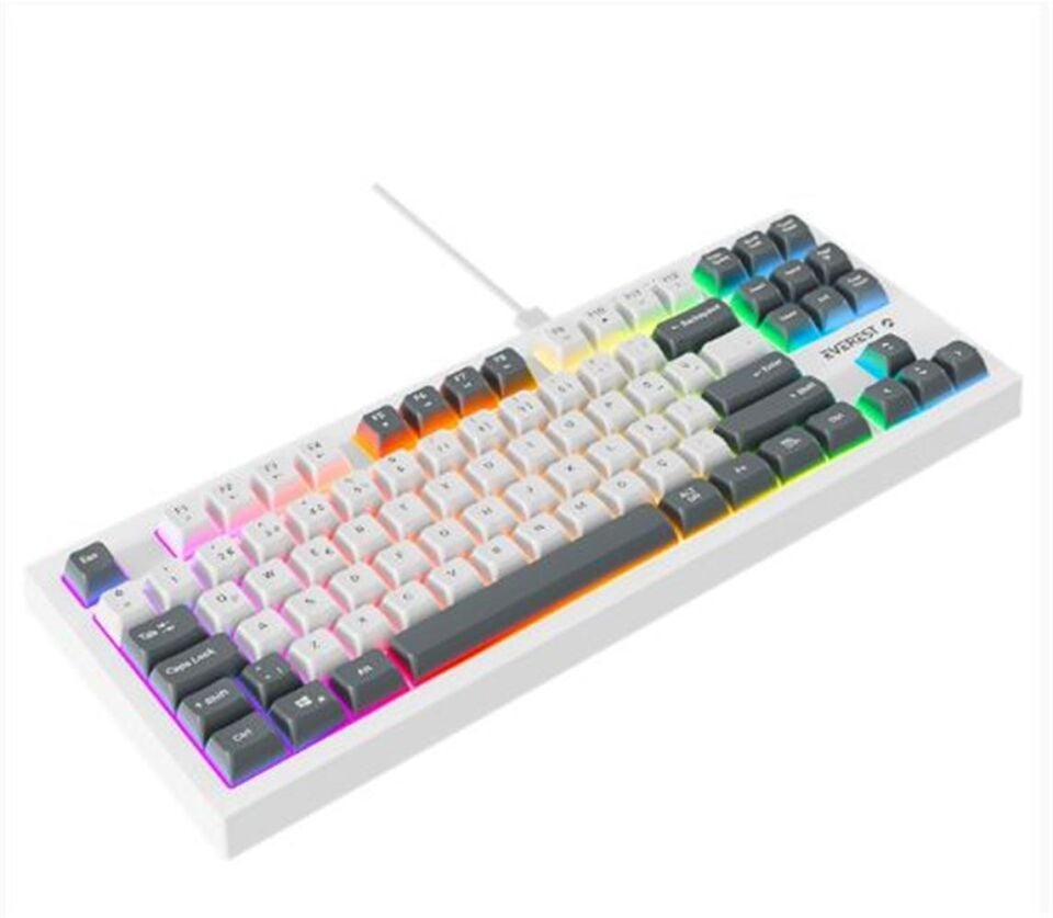 Everest KB-98 SILENT TKL Beyaz-Gri Mavi Rainbow Q Membrane Klavye
