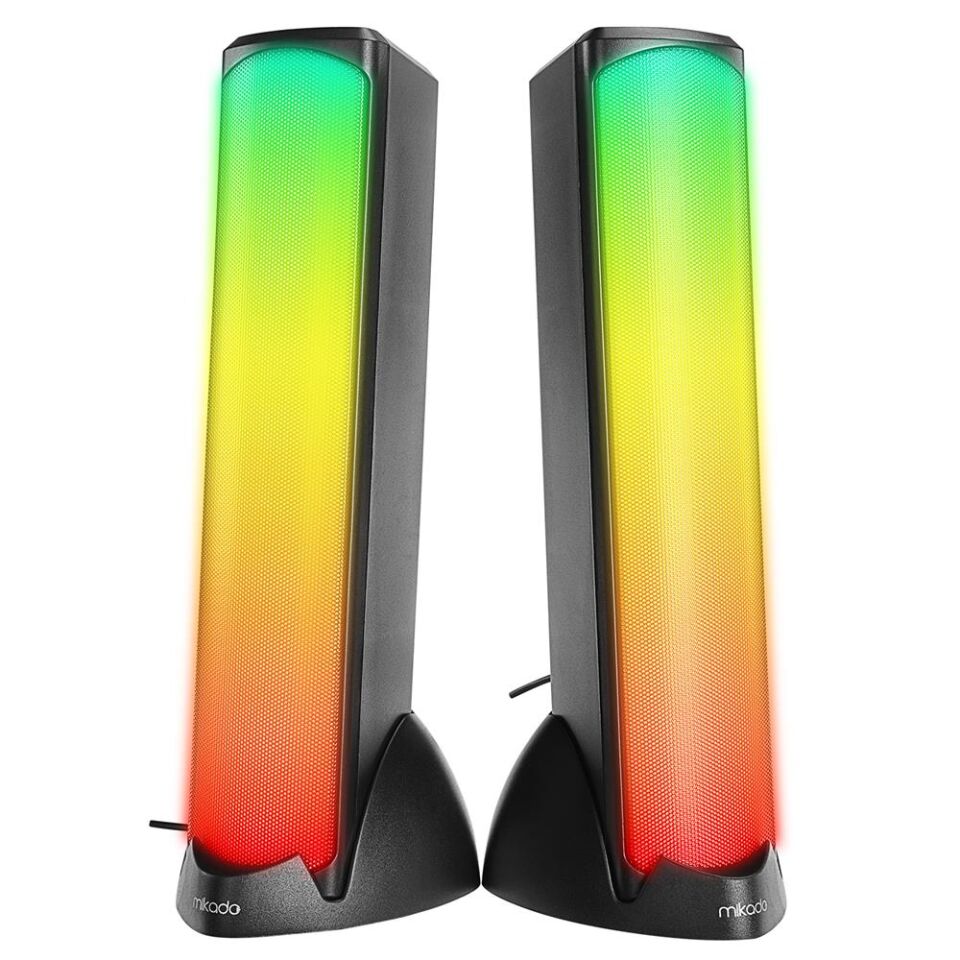 Mikado MD-183 2.0 3W-2 Bluetooth Siyah RGB Aydınlatmalı USB + 3.5mm USB 5V Speaker Hoparlör