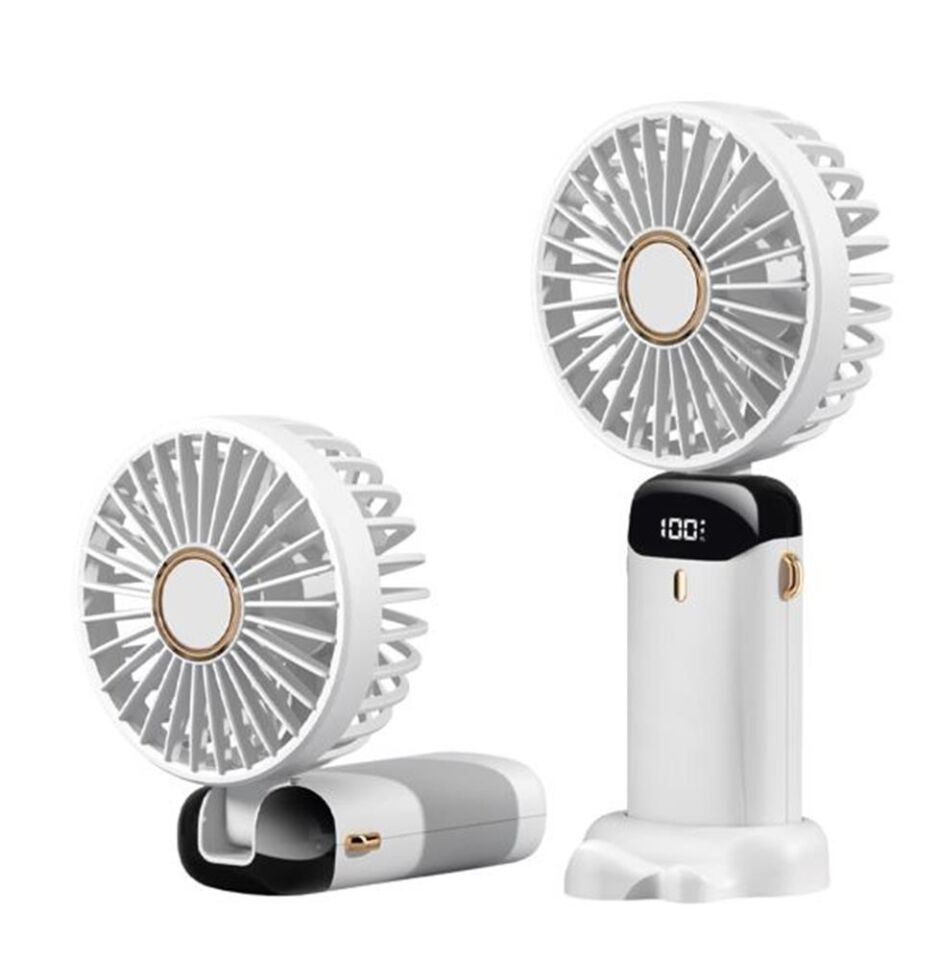 Feny FN-F30 Beyaz Kademeli Ultra Sessiz Led Göstergeli Katlanabilir Şarjlı 1200Mah Mini El Fanı