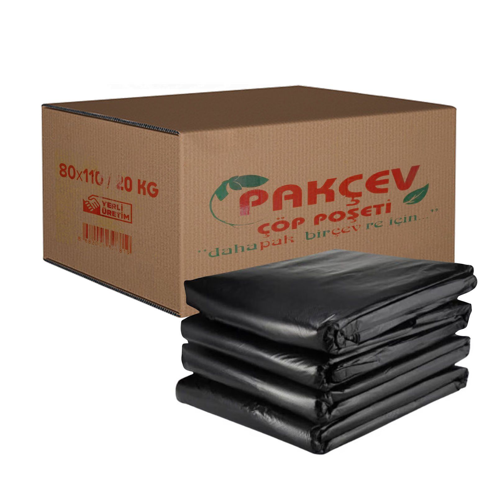 Pakçev Jumbo Boy Kalın Siyah Dökme Çöp Poşeti 80 x 110 cm. 20 kg.