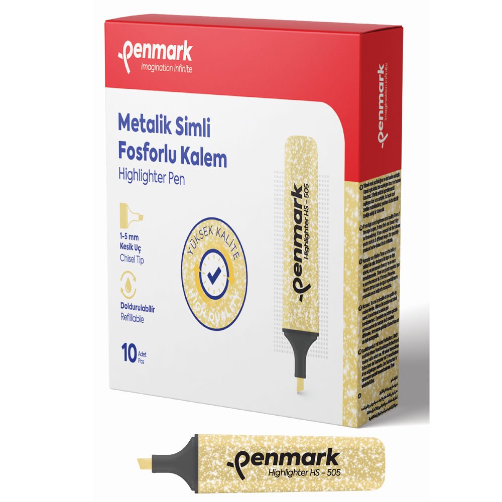 Penmark Fosforlu Kalem Metalik Simli Gold HS-505