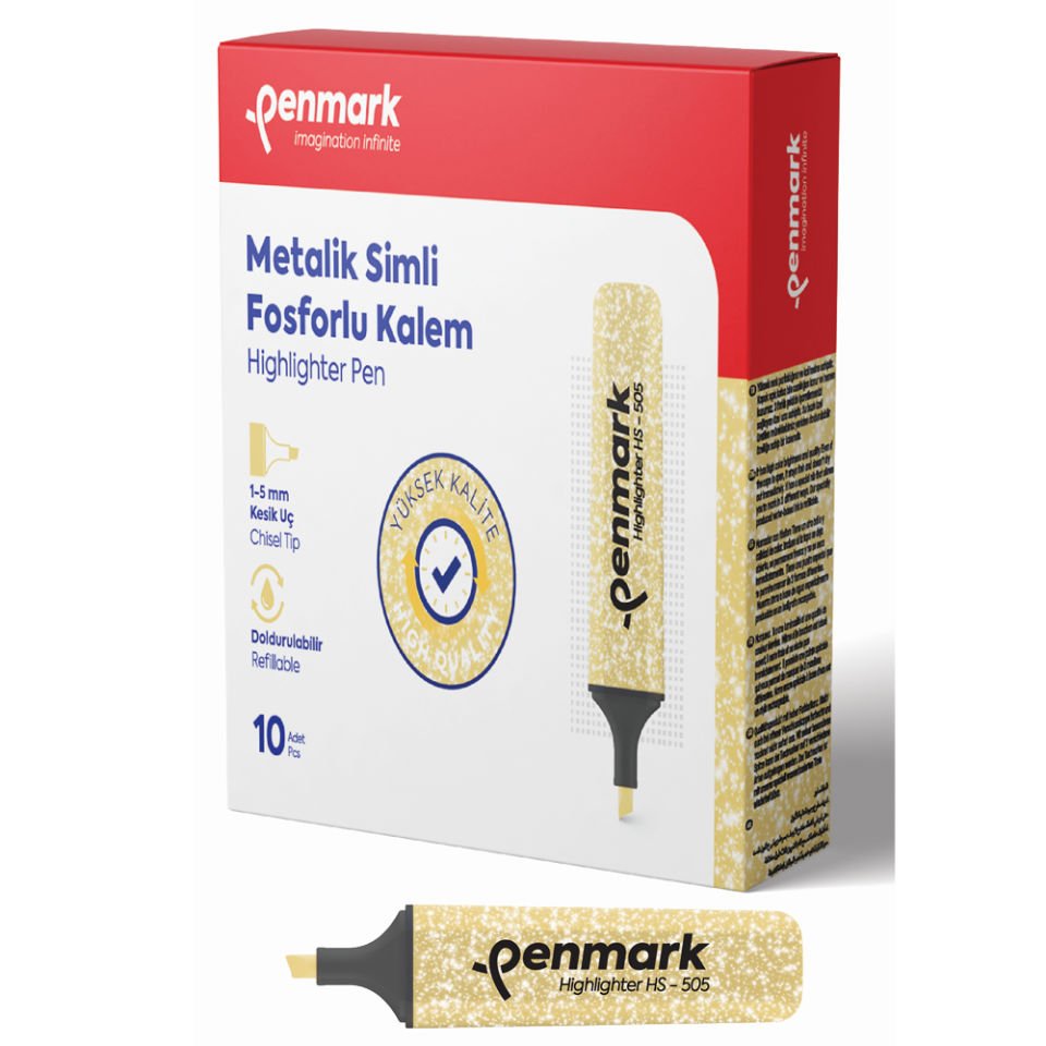 Penmark Fosforlu Kalem Metalik Simli Gold HS-505