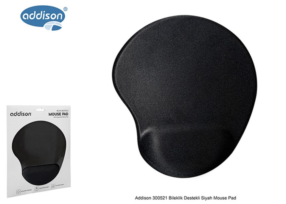 Addison 300521 Bileklik Destekli Siyah Mouse Pad